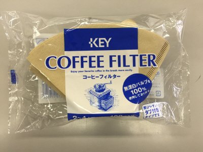 コーヒーフイルター2～4人用無漂白タブ付き100枚入り