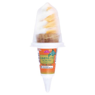 北海道牛乳ソフト　ミルク＆メロン