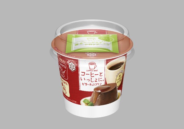コーヒーといっしょに。ビターチョコプリン　別添香るヘーゼルナッツシロップ