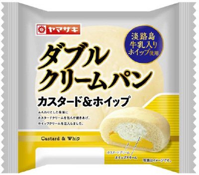 ダブルクリ－ムパン（カスタ－ド＆ホイップ）淡路島牛乳入りホイップ使用