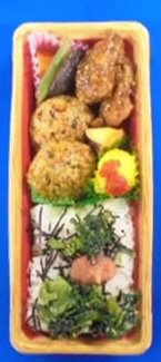 豆腐ハンバーグと明太高菜ご飯弁当
