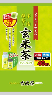 ファミリーサイズ宇治抹茶入り玄米茶ティーバッグ