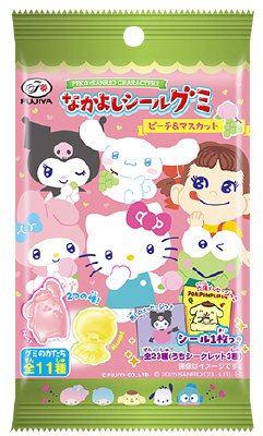 ペコ×サンリオキャラクターズなかよしシールグミ（ピーチ＆マスカット）