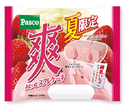 爽みたいなスフレケーキ　練乳いちご