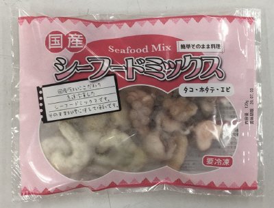 国産シーフードミックス（タコ、エビ、ホタテ）