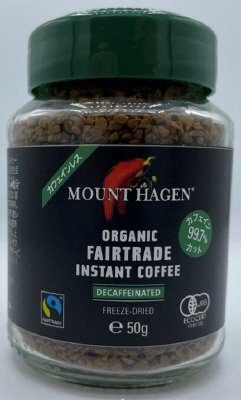 マウントハーゲン　オーガニック　フェアトレード　カフェインレス　インスタントコーヒー　50g