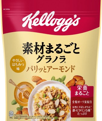 素材まるごとグラノラ　パリッとアーモンド　やさしいはちみつ味