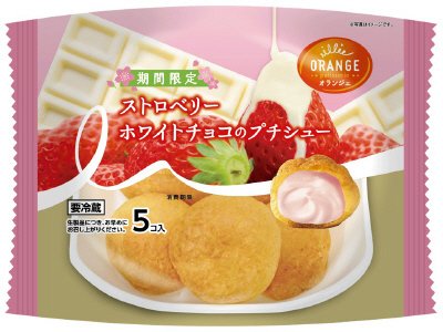 ストロベリーホワイトチョコのプチシュー