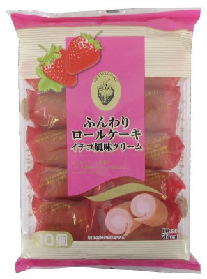ふんわりロールケーキ　イチゴ風味クリーム
