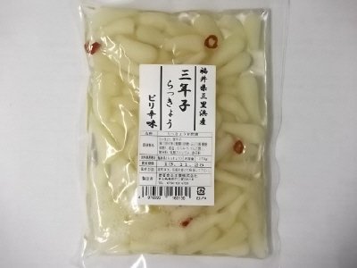 福井県三里浜産三年子らっきょう　ピリ辛味