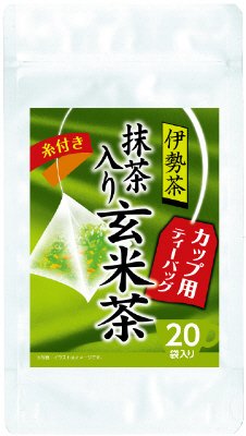 カップ用糸付き伊勢茶抹茶入り玄米茶ティーバッグ