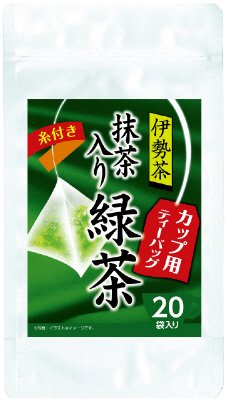 カップ用糸付き伊勢茶抹茶入り緑茶ティーバッグ