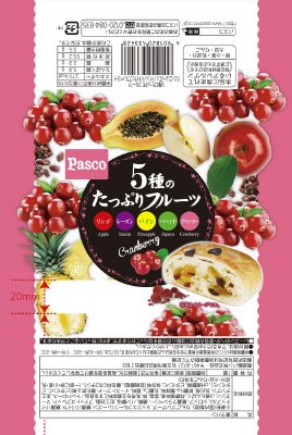 ５種のたっぷりフルーツ（リンゴ、レーズン、パイン、パパイヤ、クランベリー）