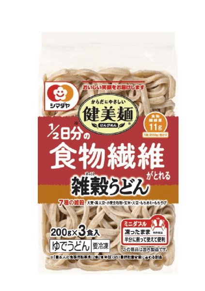 冷凍「健美麺」 １／２日分の食物繊維がとれる雑穀うどん ３食 ＜ミニダブル＞