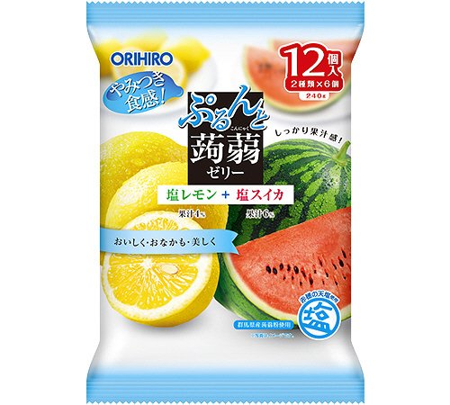 ぷるんと蒟蒻ゼリーパウチ　塩レモン＋塩スイカ