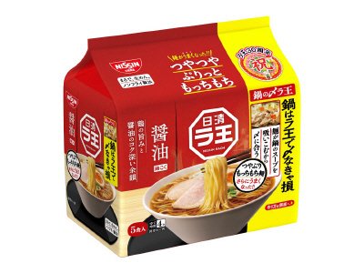 日清ラ王　醤油　５食パック　鍋の〆ラ王パッケージ