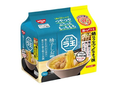 日清ラ王　柚子しお　５食パック　鍋の〆ラ王パッケージ