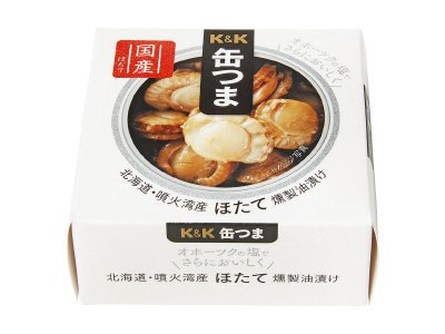 缶つま　北海道噴火湾産　ほたて燻製油漬け
