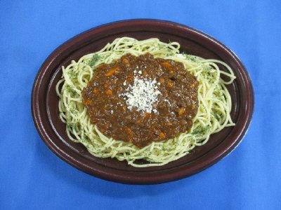 TV肉の旨味のミートソースパスタ　ホクガン