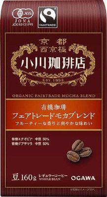 小川珈琲店 有機珈琲 ﾌｪｱﾄﾚｰﾄﾞﾓｶﾌﾞﾚﾝﾄﾞ 豆 160G