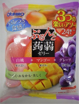 ぷるんと蒟蒻ゼリーパウチ　大袋　白桃＋マンゴー＋グレープ
