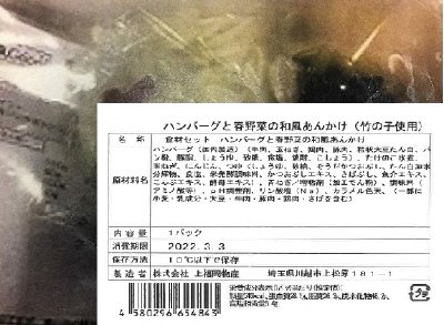 食材セット　ハンバーグと春野菜の和風あんかけ（竹の子使用）