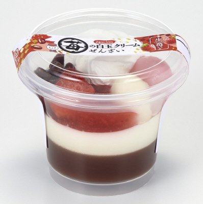 苺の白玉クリームぜんざい
