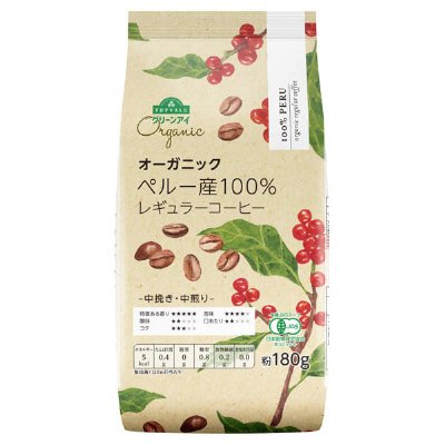 オーガニックペルー産100%レギュラーコーヒー中挽き・中煎り