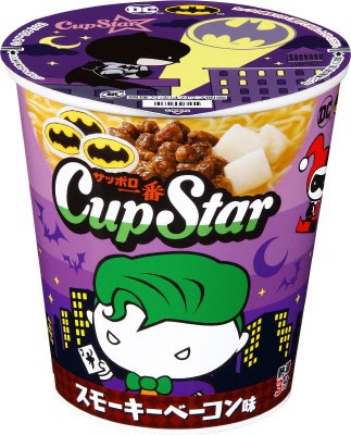 サッポロ一番　カップスター　スモーキーベーコン味　バットマンパッケージ