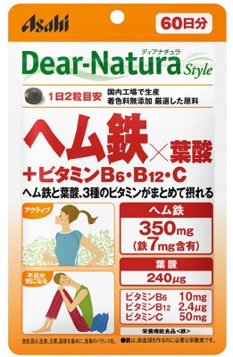 ディアナチュラスタイル　ヘム鉄×葉酸＋ビタミンB6・B12・C　60日分