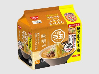 日清ラ王　味噌　５食パック　鍋の〆ラ王パッケージ