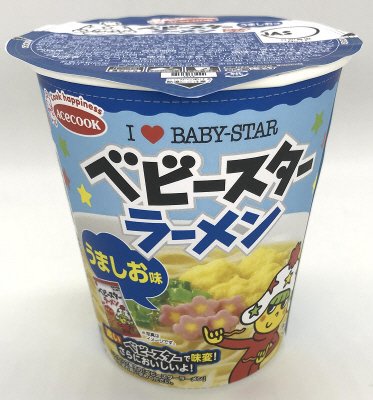ベビースターラーメン　カップめん　うましお味