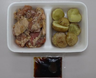 鶏モモ肉ときたあかりのガーリック醤油炒め