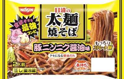日清の太麺焼そば　豚ニンニク醤油味　２人前