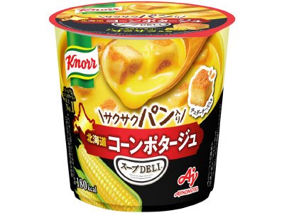「クノール　スープＤＥＬＩ」サクサクパン入り　北海道コーンポタージュ（容器入）