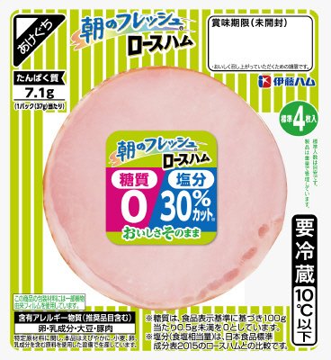 朝のフレッシュ糖質０＆塩分３０％カットロースハム