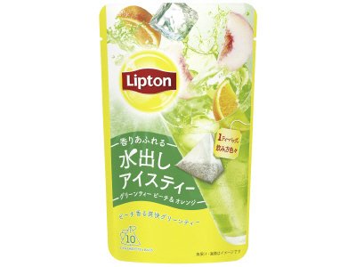 リプトン　水出しアイスティー　グリーンティー　ピーチ＆オレンジ　ティーバッグ　１０袋