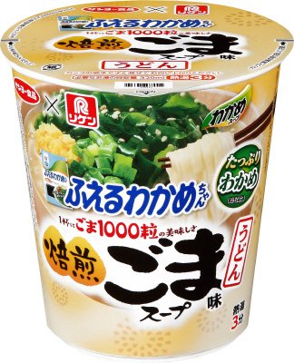 リケンわかめスープ　ふえるわかめちゃん　焙煎ごまスープ味うどん