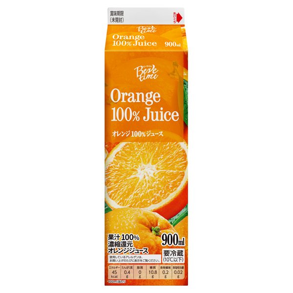 ビバタイム オレンジ100%ジュース 900ml
